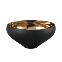  H0017-9754 - Greer Bowl - Tall Black and Gold Glazed (2 pack)